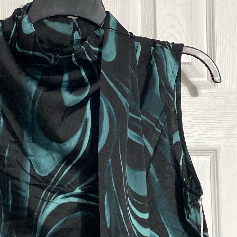 Worthington NWT black & green blouse top shirt size LARGE - Picture 3 of 12